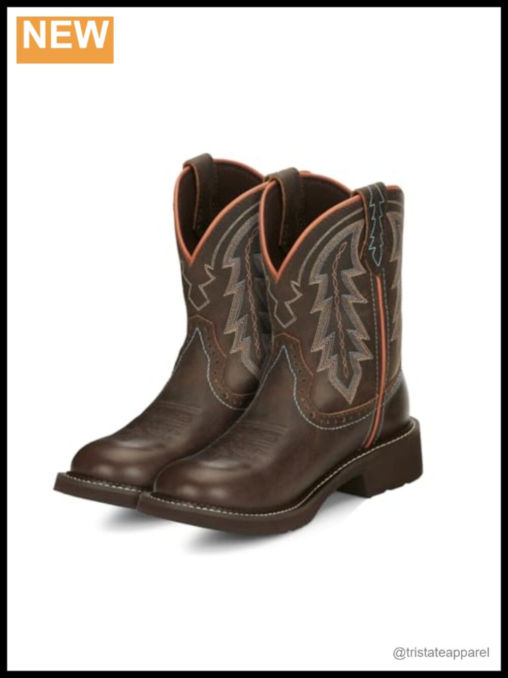 Women's Western Boots Mid-Calf Leather Round Toe Slip-Resisting Pull-On